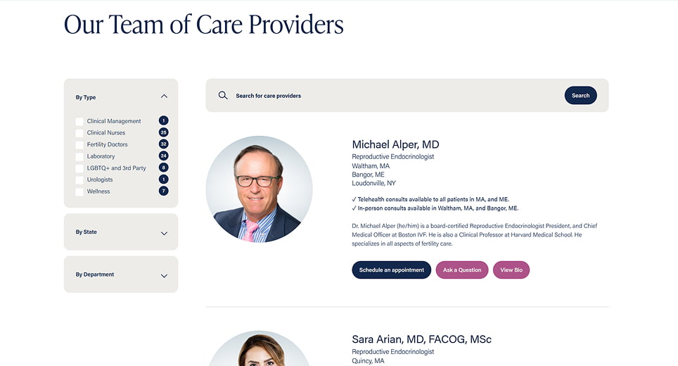 Boston IVF website screen 4