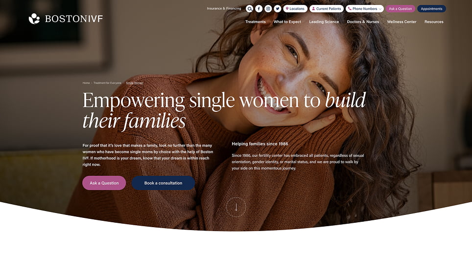 Boston IVF website screen 5