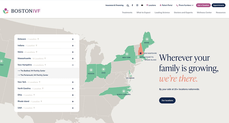 Boston IVF website screen 7