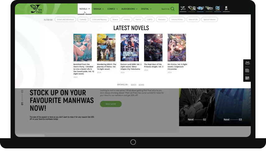 YenPress website device screen 1