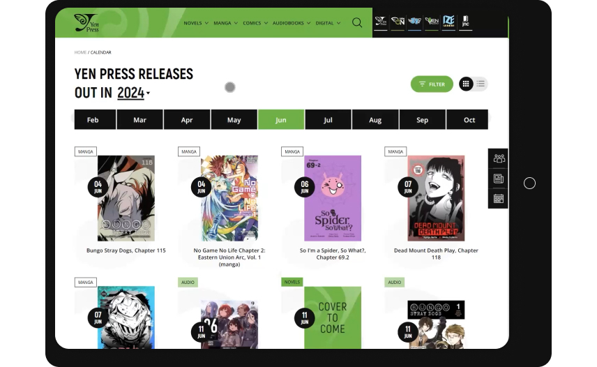 YenPress website device screen 2