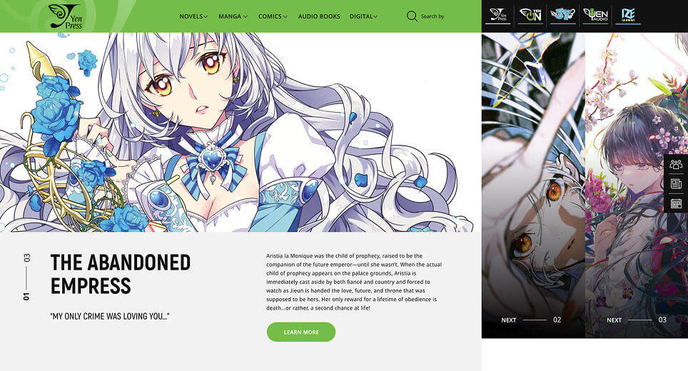 YenPress website screen 1